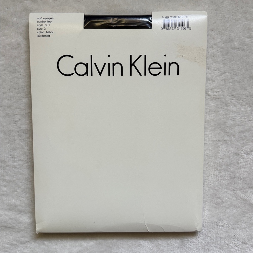 Calvin Klein Black Control Top Soft Opaque Pantyhose Size 3